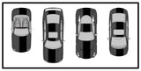 Dual Racing Stripes [3x] .50" , 2", 24" x 74" - Vinyl Decals - Fits All Vehicles Fusion Decals