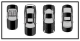 Dual Racing Stripes [3x] 3" , 2", 24" x 74" - Vinyl Decals - Fits All Vehicles Fusion Decals