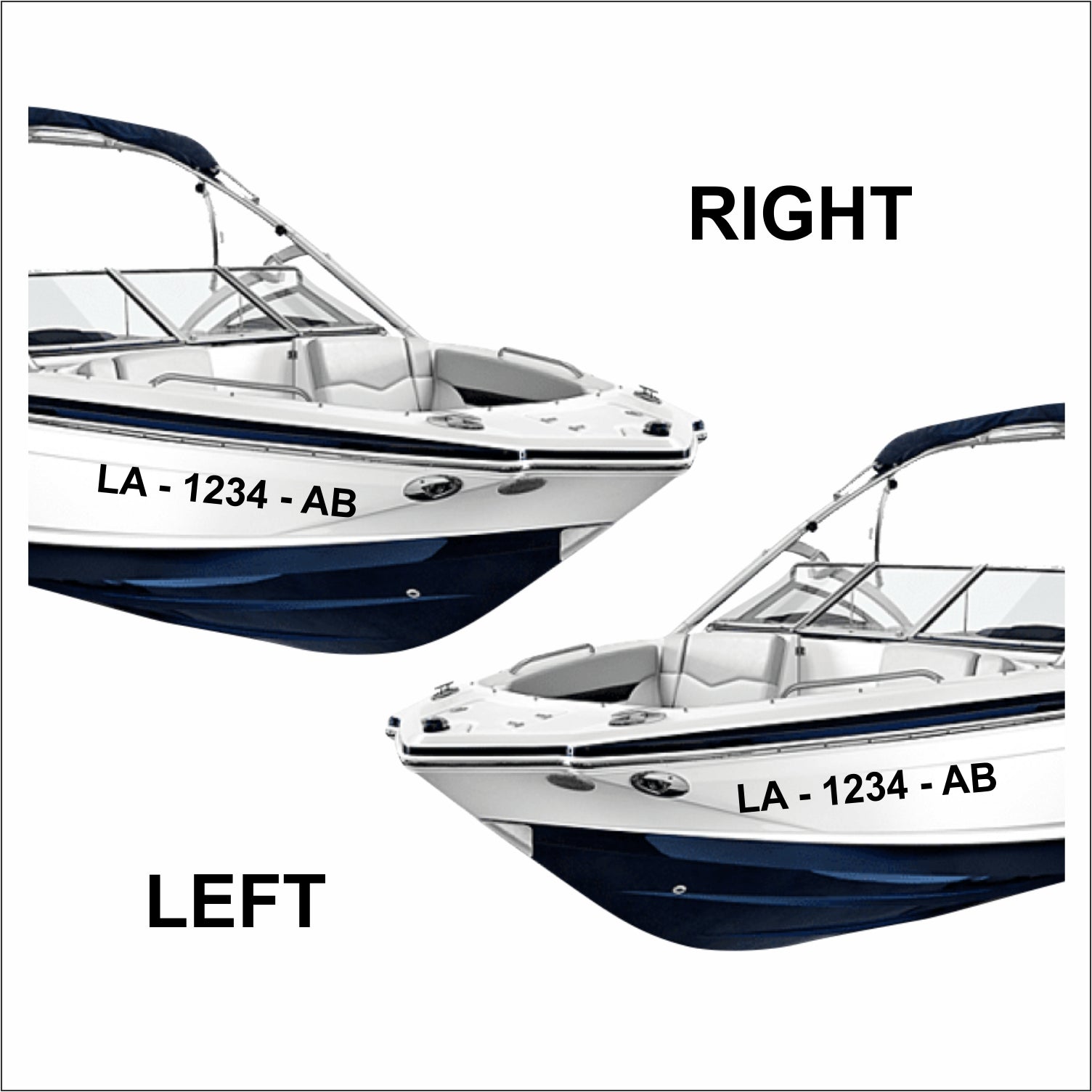 Customize Your Boat Registration Decal - Choose Size & Color & Font - Free Squeegee (PAIR) Fusion Decals