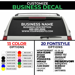 Customize Your Business Decal - Choose Size & Color & Font - Free Squeegee Included Fusion Decals