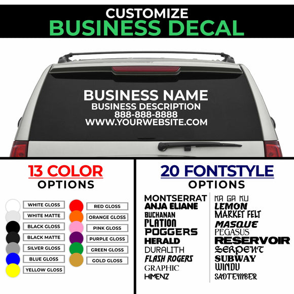 Customize Your Business Decal - Choose Size & Color & Font - Free Squeegee Included Fusion Decals