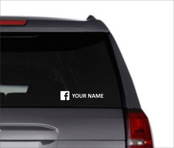 Custom Facebook Name Vinyl Decal - Choose Size & Color & Font - Free Squeegee Included