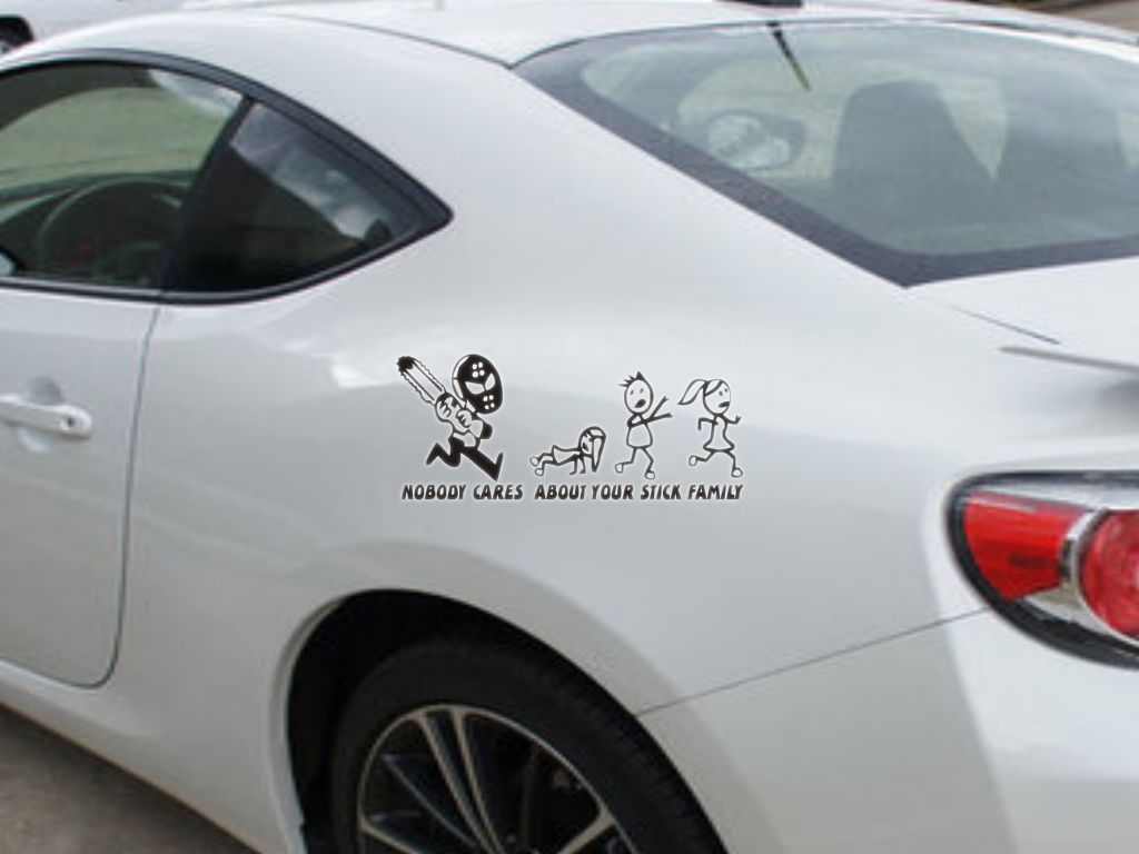 Chainsaw No body cares about your stick figure family Cut Vinyl Wall Decal - Fusion Decals