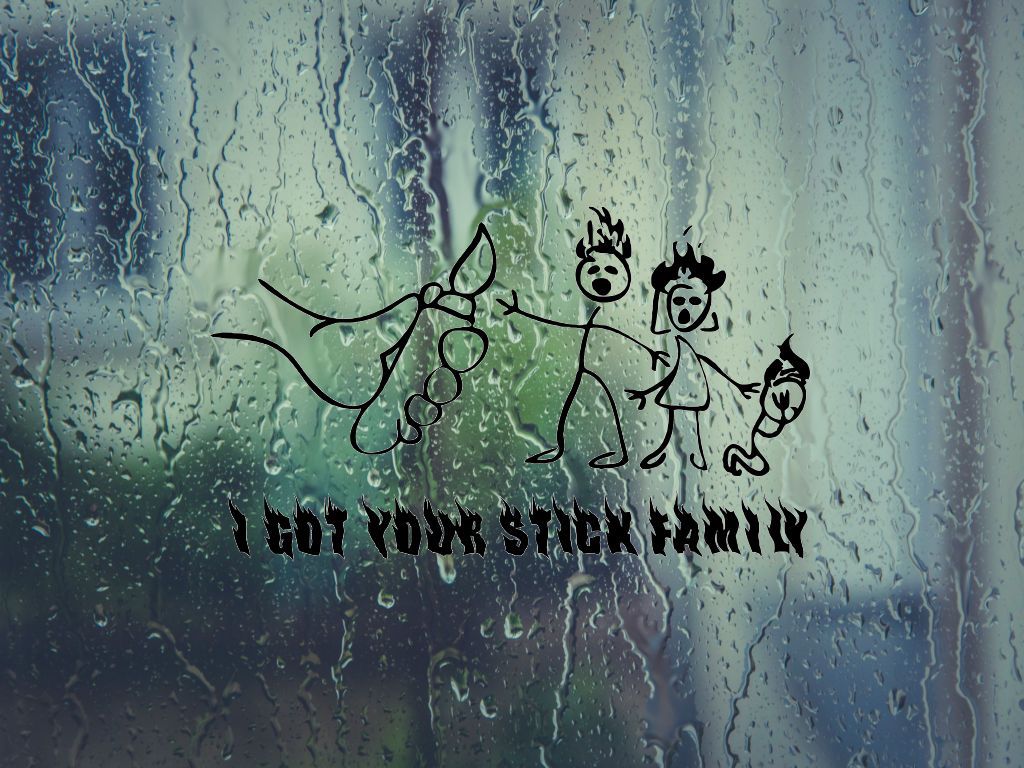 I got your stick Family on fire Cut Vinyl Wall Decal - Fusion Decals