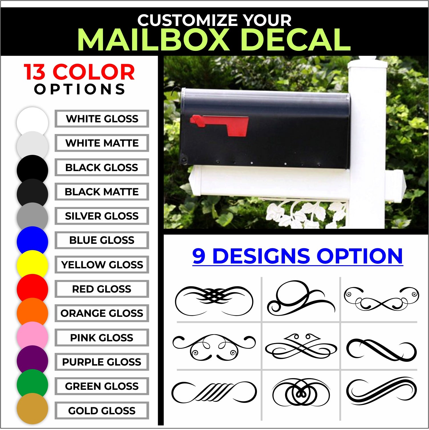 Customize Your Mailbox Decal - Choose Size & Color & Font - Free Squeegee Included Fusion Decals