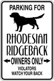 Parking for Rhodesian Ridgeback Owners Only Sign Vinyl Wall Decal - Fusion Decals