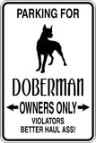 Parking for Doberman Owners Only Sign Vinyl Wall Decal - Fusion Decals