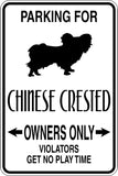 Parking for Chinese Crested Owners Only Sign Vinyl Wall Decal - Fusion Decals