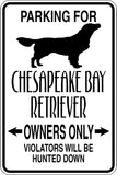Parking for Chesapeake Bay Retriever Owners Only Sign Vinyl Wall Decal - Fusion Decals
