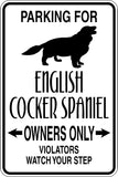 Parking for English Cocker Spaniel Owners Only Sign Vinyl Wall Decal - Fusion Decals