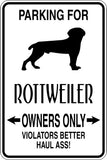 Parking for Rottweiler Owners Only Sign Vinyl Wall Decal - Fusion Decals