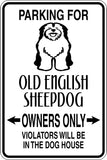 Parking for Old English Sheepdog Owners Only Sign Vinyl Wall Decal - Fusion Decals