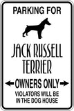 Parking for Jack Russel Terrier Owners Only Sign Vinyl Wall Decal - Fusion Decals