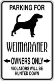 Parking for Wiemaraner Owners Only Sign Vinyl Wall Decal - Fusion Decals