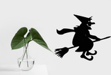 HALLOWEEN SILHOUETTES WITCH ON BROOMSTICK 01 Vinyl Wall Car Window Decal - Fusion Decals