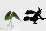 HALLOWEEN SILHOUETTES WITCH ON BROOMSTICK 02 Vinyl Wall Car Window Decal - Fusion Decals