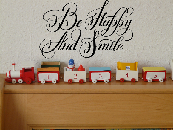 Be Happy And Smile Vinyl Wall Car Window Decal - Fusion Decals