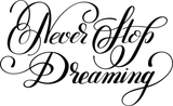 Never Stop Dreaming Vinyl Wall Car Window Decal - Fusion Decals