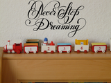 Never Stop Dreaming Vinyl Wall Car Window Decal - Fusion Decals