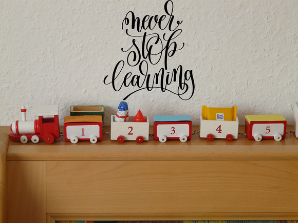 Never stop learning Vinyl Wall Car Window Decal - Fusion Decals