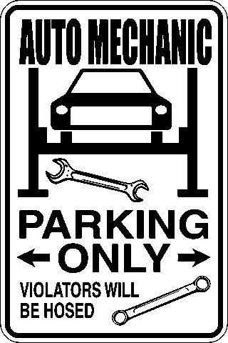 Auto Mechanic Parking Only Sign Vinyl Wall Decal - Fusion Decals