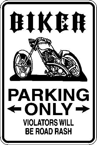 Biker Parking Only Sign Vinyl Wall Decal - Fusion Decals