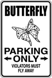 Butterfly Parking Only Sign  - Car or Wall Decal - Fusion Decals