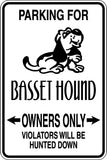 Parking for Basset Hound Owners Only Sign  - Car or Wall Decal - Fusion Decals