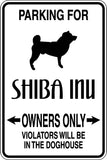 Parking for Shiba Inu Owners Only Sign  - Car or Wall Decal - Fusion Decals