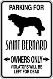 Parking for Saint Bernard Owners Only Sign  - Car or Wall Decal - Fusion Decals