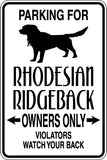 Parking for Rhodesian Ridgeback Owners Only Sign  - Car or Wall Decal - Fusion Decals