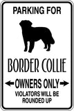 Parking for Border Collie Owners Only Sign  - Car or Wall Decal - Fusion Decals