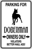 Parking for Doberman Owners Only Sign  - Car or Wall Decal - Fusion Decals