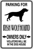 Parking for Irish Wolfhound Owners Only Sign  - Car or Wall Decal - Fusion Decals