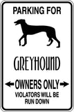 Parking for Greyhound Owners Only Sign  - Car or Wall Decal - Fusion Decals