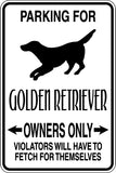 Parking for Golden Retriever Owners Only #2 Sign  - Car or Wall Decal - Fusion Decals