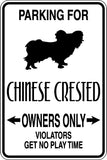 Parking for Chinese Crested Owners Only Sign  - Car or Wall Decal - Fusion Decals