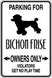 Parking for Bichon Frise Owners Only Sign  - Car or Wall Decal - Fusion Decals