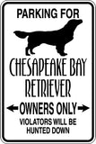 Parking for Chesapeake Bay Retriever Owners Only Sign  - Car or Wall Decal - Fusion Decals