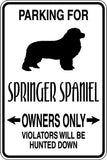 Parking for Springer Spaniel Owners Only Sign  - Car or Wall Decal - Fusion Decals