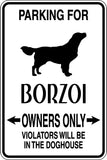 Parking for Borzoi Owners Only Sign  - Car or Wall Decal - Fusion Decals