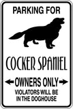 Parking for Cocker Spaniel Owners Only Sign  - Car or Wall Decal - Fusion Decals