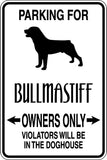 Parking for Bullmastiff Owners Only Sign  - Car or Wall Decal - Fusion Decals