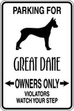 Parking for Great Dane Owners Only Sign  - Car or Wall Decal - Fusion Decals