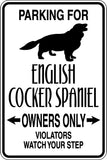Parking for English Cocker Spaniel Owners Only Sign  - Car or Wall Decal - Fusion Decals