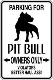 Parking for Pit Bull Owners Only Sign  - Car or Wall Decal - Fusion Decals