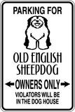 Parking for Old English Sheepdog Owners Only Sign  - Car or Wall Decal - Fusion Decals