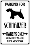 Parking for Schnauzer Owners Only Sign  - Car or Wall Decal - Fusion Decals