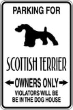 Parking for Schottish Terrier Owners Only Sign  - Car or Wall Decal - Fusion Decals