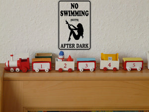 No Swimming Suits After Dark Sign Vinyl Wall Decal - Fusion Decals